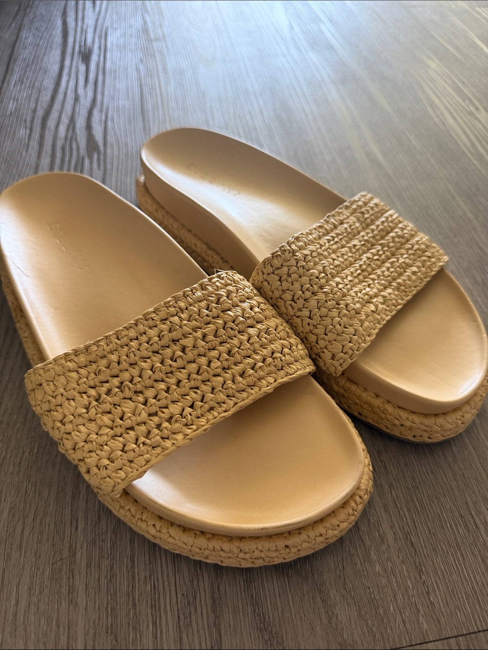 Billini Natural Woven Slide Sandals
